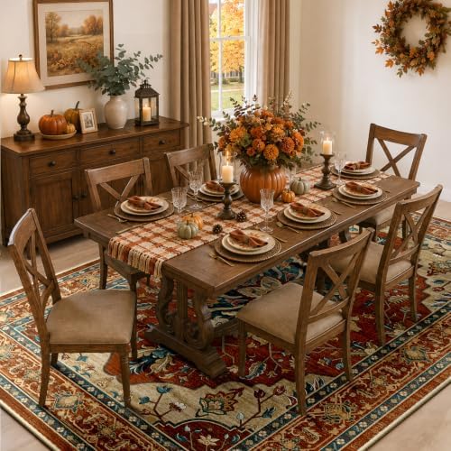 RELEANY Washable Area Rug, 5'x7', Red/Orange/Blue/Brown - Image 2