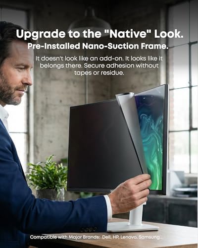 2-Pack 32 Inch Computer Privacy Screen Filter (27.9" × 15.7") for 16:9 Curved & Flat Monitors – Nano-Suction Bezel (Tape-Free Instant Install) – Anti-Glare, Blue Light Blocking, Washable - Image 3