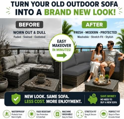 12 Pcs Outdoor Cushion Covers, Patio Sofa Cushion Covers Replacement - Image 3