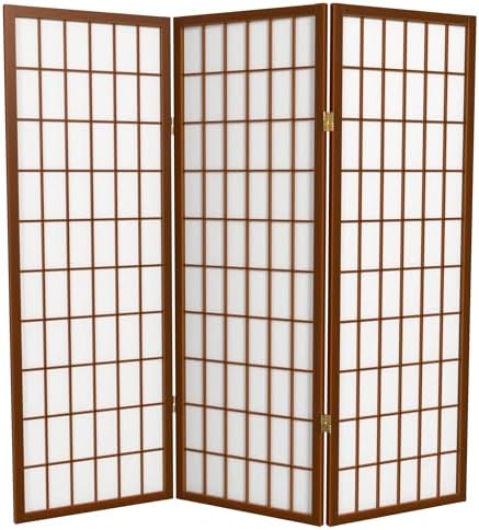 4 ft. Short Window Pane Shoji Screen - Walnut - 3 Panels by RedLantern