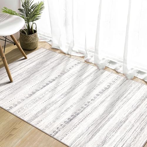 Nakagishi Boho 3x5 Area Rug Living Room Rugs Machine Washable Gray - Image 6