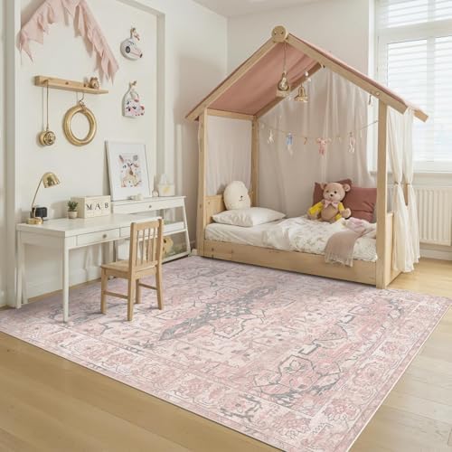 Rugxara Pink Rug 5x7 Area Rugs Washable Rug for Bedroom Nursery Room by Rugxara