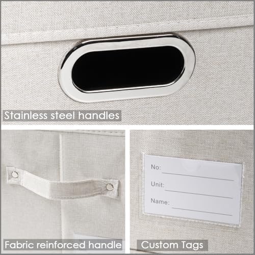 PRANDOM Large Collapsible Storage Bin with Lid [1-Pack] Fabric Foldable Storage Box Organizer Container Basket Cube with Cover for Home Bedroom Closet Office Beige (17.3x11.8x11.8) - Image 3