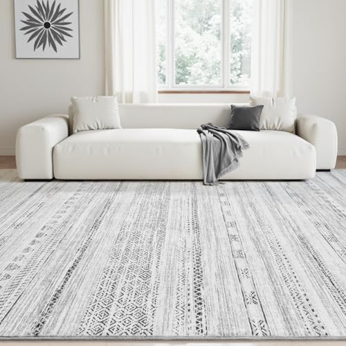 5x7 Area Rugs for Living Room Machine Washable Rug Distressed Indoor Carpet Neutral Moroccan Boho Rug Ultra Soft Area Rug for Bedroom Dining Room Playroom Office, Black - Image 3