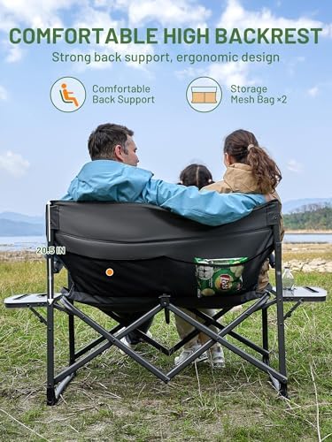 TIMBER RIDGE 600lbs Double Camping Chair Portable Loveseat Director Chairs - Image 6
