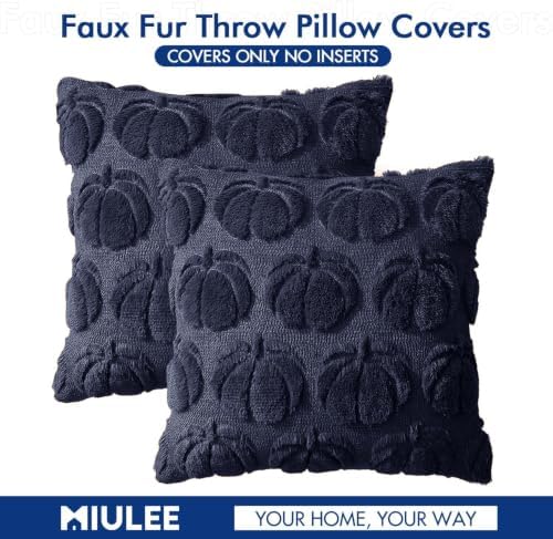 MIULEE Fall Pillow Covers Pumpkin Fall Decor 20x20 Navy Blue - Image 7