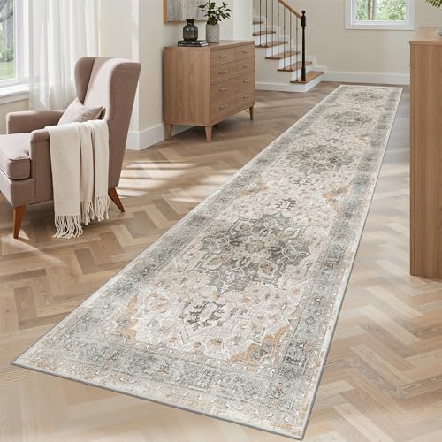 Madane Washable Runner Rugs 2x10 for Hallway Kitchen, Light Taupe Brown by Madane