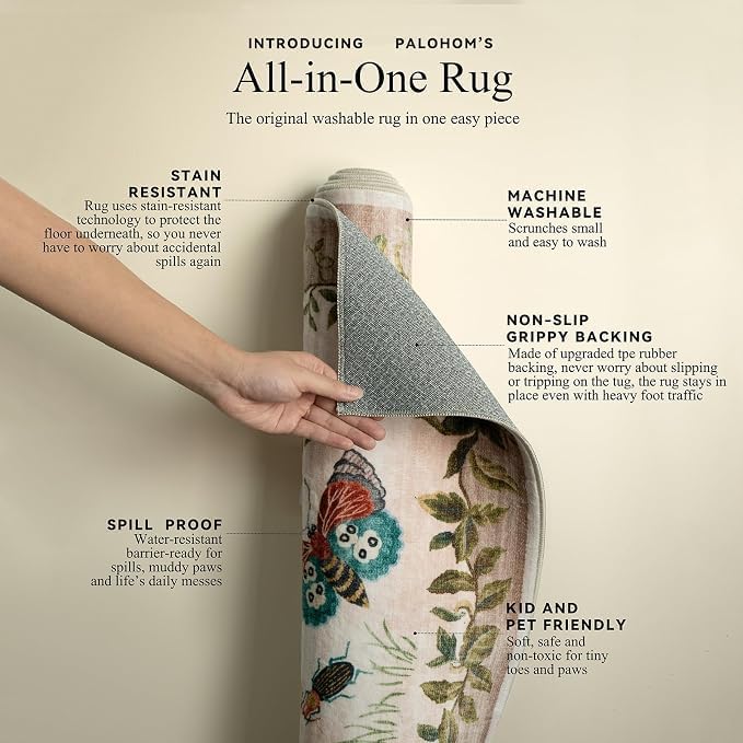 Machine Washable Rugs for Living Room: 8x10 Area Rugs Stain Resistant Non Slip Low Pile Soft Lightweight Carpet Rugs for Bedroom Kitchen Dining Room Nursery Kids Room Farmhouse - Image 4