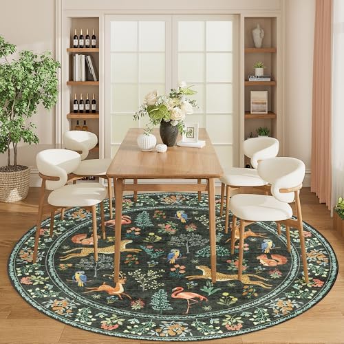 DUKINO 6ft Round Rug for Bedroom, Washable Soft Non Slip Circle Rug, Black - Image 4