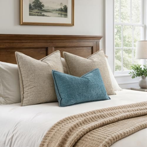 MIULEE Decorative Lumbar Throw Pillow Covers 12x20 Inch Smoke Blue 2 Pack - Image 6
