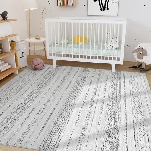 Nakagishi Boho 3x5 Area Rug Living Room Rugs Machine Washable Gray - Image 5