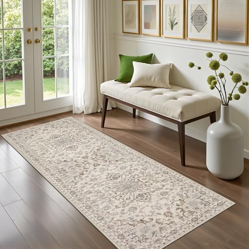 Hallway Runner Rug: 2.6x8 Kitchen Rugs for Living Room Brown Beige - Image 2