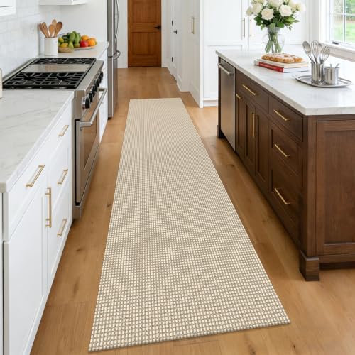 KOZYFLY Cotton Runners Rugs for Hallway 2.5'x10', Washable Runner Rug, Woven Non Slip Kitchen Runner, Braided Entryway Rug, Floor Carpet for Entry, Aisle, Hall, Ivory Beige - Image 2