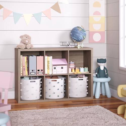 ClosetMaid 6 Cube Storage Shelf Organizer Bookshelf with Back Panel, Easy Assembly, Wood, Weathered Gray - Image 2