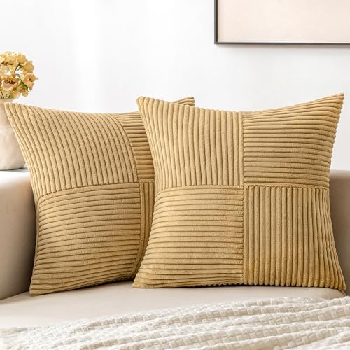 MIULEE Cream Yellow Decorative Throw Pillow Covers for Couch 18x18 Inch by MIULEE