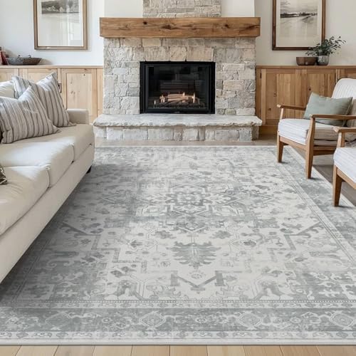 Rugxara 5X7 Washable Area Rug for Living Room, Light Grey by Rugxara
