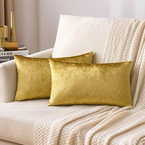 MIULEE 12x20 Inch Lumbar Velvet Throw Pillow Covers Golden by MIULEE