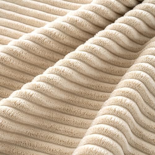 MIULEE Soft Corduroy Decorative Throw Pillow Covers Beige 18x18 - Image 3