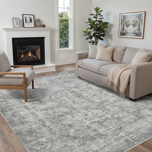 Rugxara Grey Area Rugs 5x7 Washable Rug for Living Room Bedroom by Rugxara