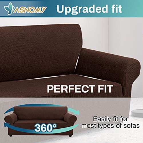 Asnomy Stretch Couch Covers for Sofa Washable, 3 Cushion Couch,Chocolate - Image 4
