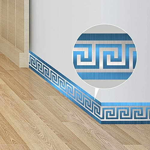 funlife Greece Pattern Peel and Stick Wall Border Stickers, Self Adhesive Skirting Wall Waist Line Decal for Bathroom Wall Vanity Mirror, 78.74"X3.93" Brushed Blue 2 Rolls - Image 2