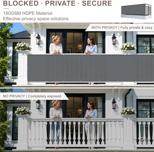 SUNNY GUARD 3' x 14' Balcony Privacy Screen, HDPE Patio Railing Cover Fence - Image 3