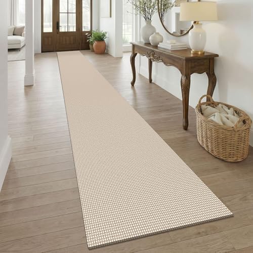 KOZYFLY Braided 2.5'x20' Runners Rugs for Hallway, Extra Long Washable Runner Rug, Woven Non Slip Kitchen Runner, Cotton Entryway Rug, Floor Carpet for Entry, Aisle, Hall, Ivory Beige by KOZYFLY