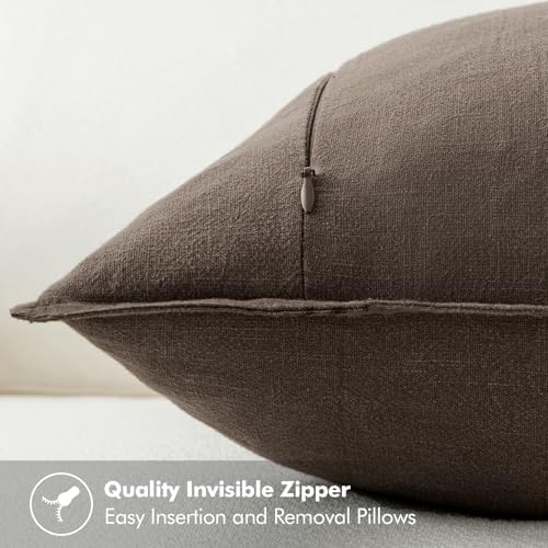 MIULEE Decorative Linen Euro Sham Pillow Covers 24x24 Inch Coffee - Image 6