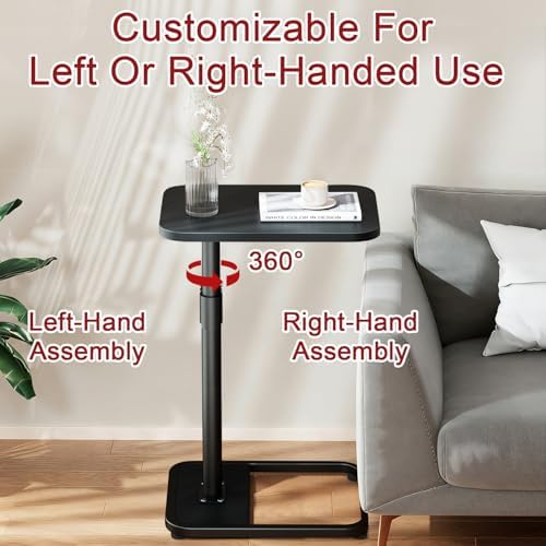 GOYLSER C Shaped Tv Trays Living Room End Table End Stand, Black Minimalist Wooden c Table for Sofa, Height Adjustable Tv Tray Tables Swivel Side Table for Dinner Eating - Image 4