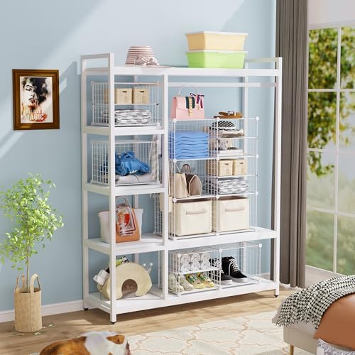 C&AHOME Wire Cube Storage Unit,Interlocking Metal Wire with Divider, White - Image 5