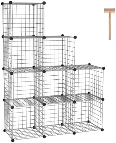 C&AHOME Wire Cube Storage, 9 - Cube Organizer Metal C Grids, Silver Gray by CAHOME