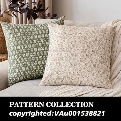 Foindtower Decorative Floral Print Throw Pillow Covers 18×18 Ivory Beige - Image 4