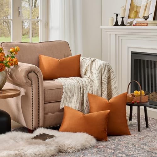 GIGIZAZA Burnt Orange Velvet Throw Pillow Covers 12x20 Pack of 2 - Image 3