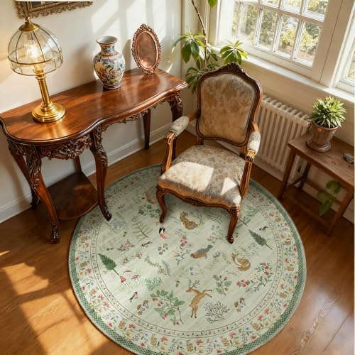 4x4 Round Bedroom Rug Washable: Living Room Rug Stain Resistant Non Slip Low Pile Small Carpet Rugs for Bedroom Kitchen Entryway Living Room Bedside Office Dorm Kids Room Entrance Indoor by palohom