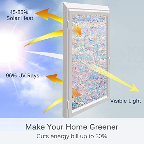 Volcanics Window Privacy Film, Stained Glass Rainbow Cling, 17.5" x 157.4" - Image 4