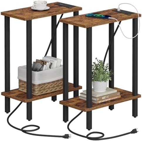 TUTOTAK Narrow Side Table Set of 2, Small End Table with Charging Station by ChoosetutotakFurnitureBuildYourCozyHome