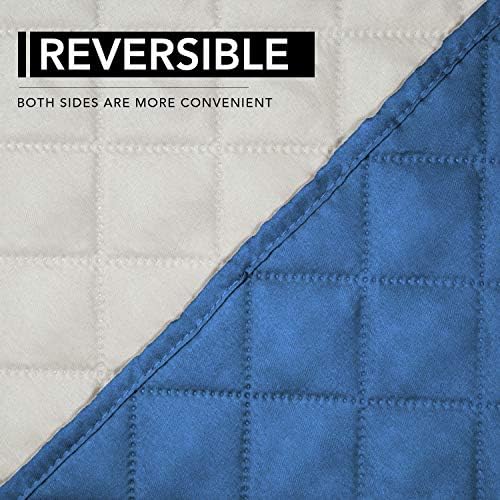 Easy-Going Reversible Couch Cover, Oversized Recliner, Blue/Ivory - Image 5
