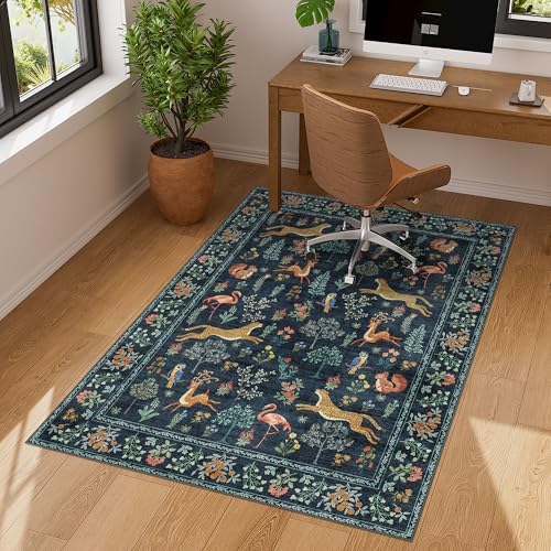 DUKINO 3x4 Rug, Washable Animal Area Rug for Entryway Non Slip, Navy Blue - Image 3