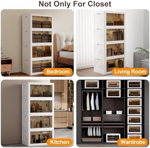 JOYMOOP 198 Qt Stackable Storage Bins with Lids, Closet Organizers and Plastic Storage Drawers for Home, 3 Pack Cubes - Image 6