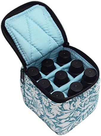 9 Bottles Essential Oil Carrying Case with Thick Foam Protection, Portable and Shockproof Organizer for 5ml to 10ml,15ml Bottles, Nail Polish, Roller Balls and Travel (Aqua Green) by Rudmox