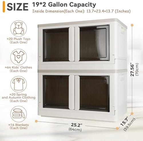 Storage Box, Cabinet with Lids, Extra Large Useful Box, 19 Gallons (72L) Capacity (Each One), 2 Packs, Collapsible, Installation Free, Nice for Home Organization - Image 2