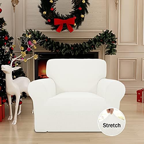 Easy-Going Stretch Chair Slipcover with Arm Washable Cream - Image 4