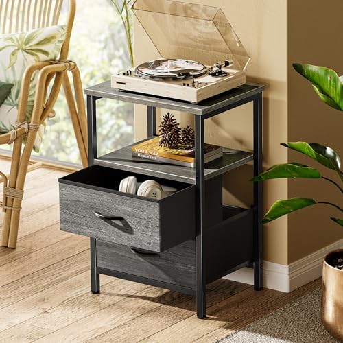 Huuger Night Stand Set of 2, Nightstand with 2 Drawers, Bedside Table - Image 2