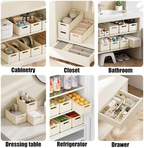 Foldable Storage Bins, 2 Pack Plastic Expandable Boxes for Organizing, Adjustable from 11-18.8" Drawer Organizers Separators Dividers for Bedroom Kitchen Utensils Tools Closet, Large - Image 5