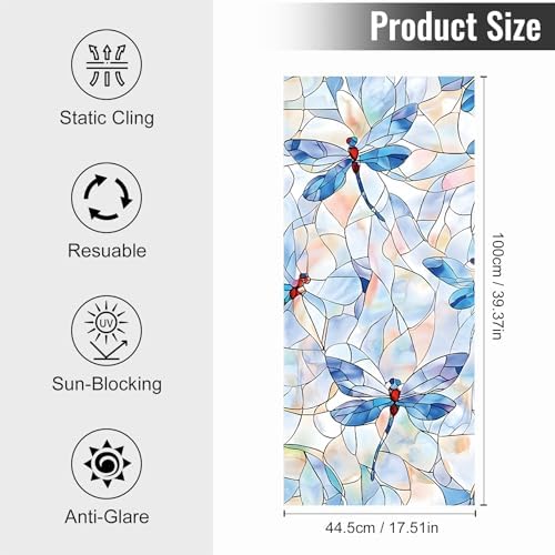 Window Privacy Film Frosted Glass Window Sticker Window Film Static Glass Cling Tint Non-Adhesive for Home Door Decorative Frosting Cover 17.5 X 39.3 inch - Image 5