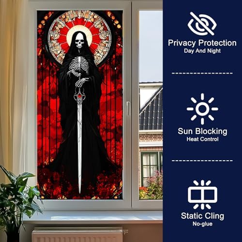 HOMETITUTE Halloween Reaper Gothic Privacy Window Cling 17.7x39.3 PVC - Image 2