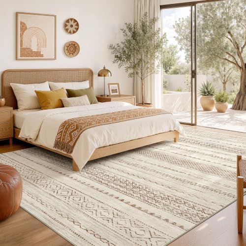 Nakagishi Boho 5x7 Area Rug Living Room Rugs Machine Washable Brown - Image 6