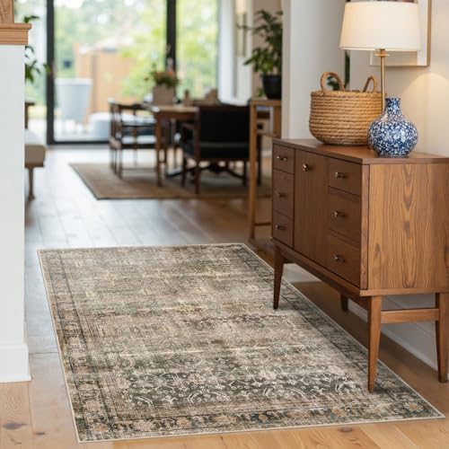 Rugxara 3x5 Rug for Entryway Bedroom Washable Area Rugs Carpet, Brown - Image 2
