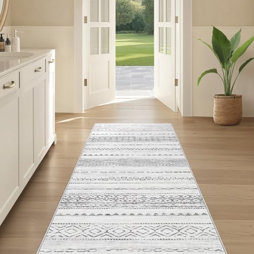 Nakagishi Boho 2x6 Runner Rug Machine Washable Rugs Non Slip Gray - Image 5