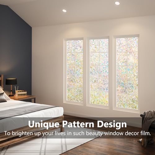 LEMON CLOUD Window Privacy Film, Rainbow Stained Glass Cling,35.4″ x 157.4″ - Image 2